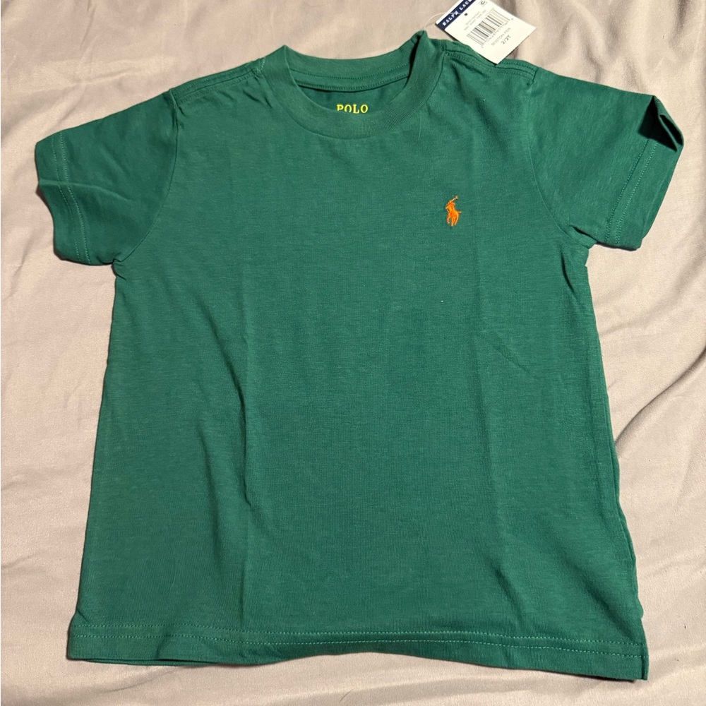Polo by Ralph Lauren Green Tee with Orange Emblem